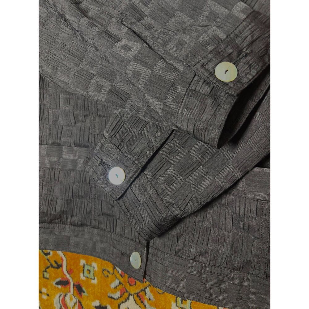Vintage Black Textured Jacquard Round Neck Cropped Blazer Jacket sz 12 Ruby Rd - Picture 7 of 14